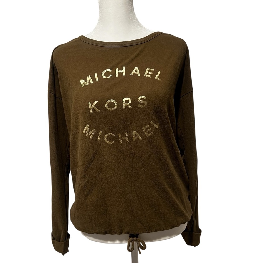 Michael Kors Olive Green Longsleeve Womens Medium Cuffed Pullover